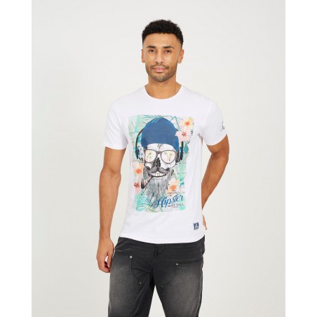 CAMISETA HIPSTER GAFAS BLANCA