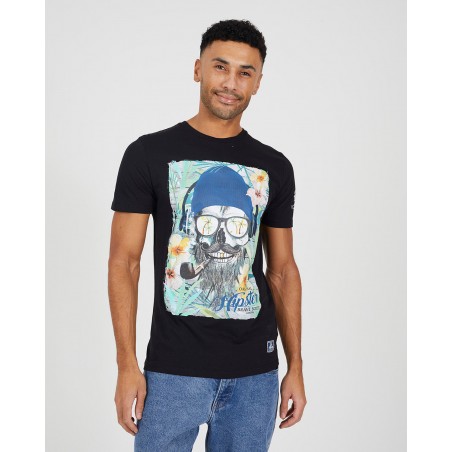 CAMISETA HIPSTER GAFAS NEGRA