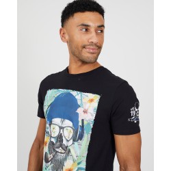 CAMISETA HIPSTER GAFAS NEGRA