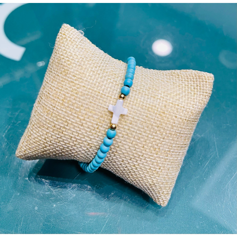 PULSERA CRUZ TURQUESA